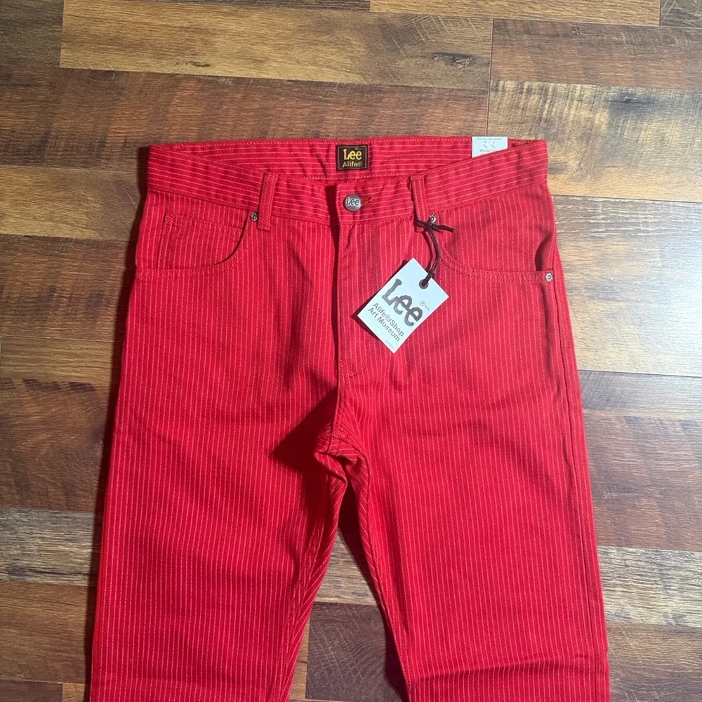 NWT Lee x Alife Collab Red Pinstripe Tapered Leg Jeans 32x32
